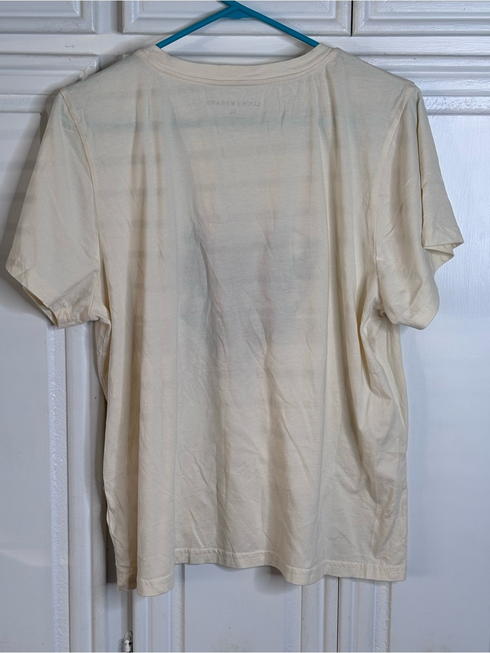 Lucky Brand Cream Graphic Tee with Floral Embroidered Print XL - Picture 4 of 7